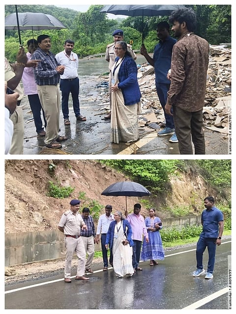 ಸುಷ್ಮಾ ಗೋಡಭೋಲೆ ಅವರು ಹೆದ್ದಾರಿಯಲ್ಲಿ  ಪರಿಶೀಲನೆ ಡನೆಸಿದರು. 