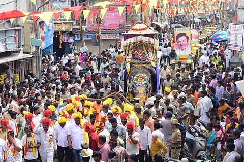 ಕೋಲಾರದಲ್ಲಿ ಆನೆ ಅಂಬಾರಿಯಲ್ಲಿ ವಿರಾಜಿಸಿದ ತಾಯಿ ಕೋಲಾರಮ್ಮ.