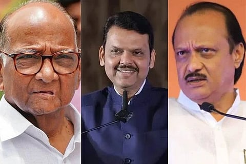 ಶರದ್ ಪವಾರ್, ಸಿಎಂ ಫಡ್ನವೀಸ್, ಡಿಸಿಎಂ ಅಜಿತ್ ಪವಾರ್ 