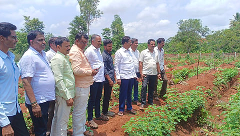 ಹಿರೇಬಿಲಗುಂಜಿ ಗ್ರಾಮ ಪಂಚಾಯಿತಿ ವ್ಯಾಪ್ತಿಯ ಅಡ್ಡೇರಿ ಗ್ರಾಮದಲ್ಲಿ ಸುಜಾತಾ ಗಣಪತಿ ಎಂಬುವರ ತೋಟದಲ್ಲಿ ಅರಣ್ಯ ಇಲಾಖೆ ಅಧಿಕಾರಿಗಳು ಬೆಳೆ ನಾಶಪಡಿಸಿರುವ ಸ್ಥಳಕ್ಕೆ ಮಾಜಿ ಸಚಿವ ಹರತಾಳು ಹಾಲಪ್ಪ ಗುರುವಾರ ಭೇಟಿನೀಡಿ ಅಧಿಕಾರಿಗಳೊಂದಿಗೆ ಚರ್ಚಿಸಿದರು.