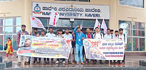 Haveri, Delhi, CJP, SFI, Protest, 