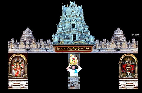 ಮೇಲುಕೋಟೆಯ ರಾಜಬೀದಿಯಲ್ಲಿ ದೇವಾಲಯಗಳ ರಾಜಗೋಪುರ ಮಾದರಿಯಲ್ಲಿ ನಿರ್ಮಿಸುತ್ತಿರುವ ಸ್ವಾಗತ ಕಮಾನುಗಳು.