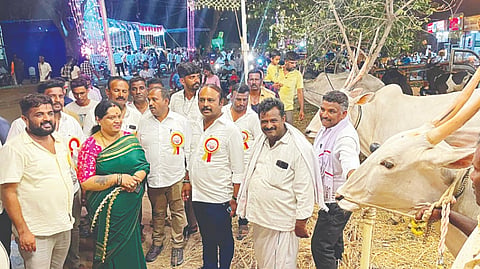 ಮದ್ದೂರು ಐತಿಹಾಸಿಕ  ದನಗಳ ಜಾತ್ರೆ ಮೈದಾನಕ್ಕೆ ಶಾಸಕ ಕೆ.ಎಂ.ಉದಯ್ ಬುಧವಾರ  ಭೇಟಿ ನೀಡಿ ರೈತರ ಸಂಭ್ರಮದಲ್ಲಿ ಭಾಗಿಯಾದರು. ವಿನುತಾ ಉದಯ್, ಎಚ್.ಎಲ್.ಸತೀಶ್, ಕೆ.ಎಂ.ರವಿ, ನಿತಿನ್, ಮಹದೇವಯ್ಯ, ಚಂದ್ರನಾಯಕ್ ಇದ್ದರು.