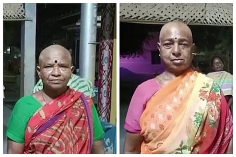 ತಲೆ ಬೋಳಿಸಿಕೊಂಡು ವಂಚನೆಗೊಳಗಾದ ತಮಿಳುನಾಡಿನ ಮಹಿಳೆಯರು.