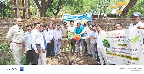 ಮೂಡಲಗಿ ಪಟ್ಟಣದಲ್ಲಿ ವಿಶ್ವ ಪರಿಸರ ದಿನದ ಅಂಗವಾಗಿ ಹಮ್ಮಿಕೊಂಡಿದ್ದ ಸಸಿ ನೆಡುವ ಕಾರ್ಯಕ್ರಮದಲ್ಲಿ ಗಣ್ಯರು ಚಾಲನೆ ನೀಡಿದರು. ಯಲ್ಲಪ್ಪ ಗದಾಡಿ, ತುಕಾರಾಮ ಮಾದರ, ಪ್ರಕಾಶ ಹಿರೇಮಠ, ಡಿ.ಕೆ.ಕುಳ್ಳೂರ, ರಾಜು ಪೂಜೇರಿ ಇತರರಿದ್ದರು.