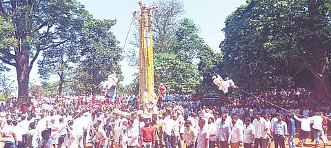 ಸೋಮವಾರಪೇಟೆ ತಾಲೂಕಿನ ನಗರಳ್ಳಿ ಗ್ರಾಮದ ಶ್ರೀ ಸಬ್ಬಮ್ಮ ದೇವರ ಸುಗ್ಗಿಬನದಲ್ಲಿ ಕೂತಿನಾಡು ಸುಗ್ಗಿಯ ಕೊನೇ ದಿನ ದೇವರ ಒಡೆಕಾರರನ್ನು ಬೆತ್ತದ ಉಯ್ಯಲೆಯಲ್ಲಿ ತೂಗಿ ಪೂಜೆ ಸಲ್ಲಿಸಲಾಯಿತು.