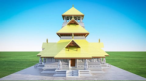 ಯೋಜಿತ ದೇವಸ್ಥಾನದ ನೀಲ ನಕ್ಷೆ 