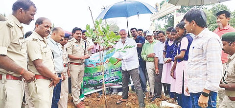 ಬೇಲೂರು ಪಟ್ಟಣ ಸಮೀಪದ ಹೊಯ್ಸಳ ಕ್ರೀಡಾಂಗಣದಲ್ಲಿ ಸೋಮವಾರ ಅರಣ್ಯ ಇಲಾಖೆಯಿಂದ ಆಯೋಜಿಸಿದ್ದ ಕಾರ್ಯಕ್ರಮದಲ್ಲಿ ತಮ್ಮ ತಾಯಿಯವರ ಹೆಸರಿನಲ್ಲಿ ಶಾಸಕ ಎಚ್.ಕೆ.ಸುರೇಶ್ ಗಿಡ ನೆಟ್ಟರು. ಎಸಿಎ್ ಮೋಹನ್ ಕುಮಾರ್, ಶ್ರೀಧರ್ ಕಂಕನವಾಡಿ ಇತರರು ಇದ್ದರು.
