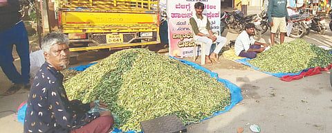 ಮಾಗಡಿ ಕಲ್ಯಾಗೇಟ್​ ವೃತ್ತದಲ್ಲಿ ಸ್ಥಳಿಯ ಸೊಗಡಿನ ಅವರೆಕಾಯಿ.