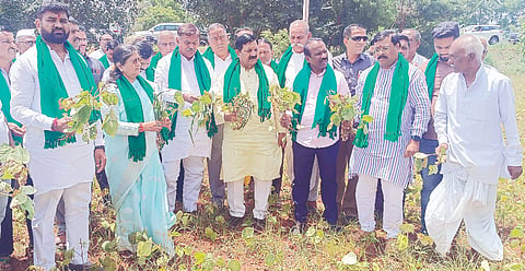 ರೈತರಿಗೆ ನೆರವು ನೀಡುವಂತೆ ರಾಜ್ಯ ರೈತ ಸಂಘ ಹಾಗೂ ಹಸಿರು ಸೇನೆ ತಾಲೂಕು ಘಟಕದಿಂದ ಕಟಕೋಳ ಗ್ರಾಮದಲ್ಲಿ ಎನ್.ರವಿಕುಮಾರಗೆ ಭಾನುವಾರ ಮನವಿ ಸಲ್ಲಿಸಲಾಯಿತು. ಸುರೇಶ ಗುಂಜೇರಿ, ಮಲ್ಲಿಕಾರ್ಜುನ ರಾಮದುರ್ಗ ಇತರರು ಇದ್ದರು.