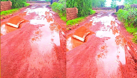 ಕೆಸರು ಗದ್ದೆಯಂತಾಗಿರುವ ಬೇಳ ಗ್ರಾಮದ ದರ್ಬೆತ್ತಡ್ಕ-ನಾನಿಲಪಳ್ಳ-ಮುಖಾರಿಕಂಡ ರಸ್ತೆ.