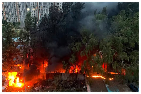 Bengaluru Thanisandra Garage Car Fire