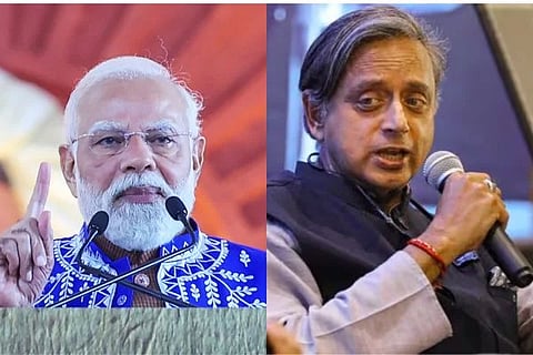 ಪ್ರಧಾನಿ ನರೇಂದ್ರ ಮೋದಿ ಮತ್ತು ಕಾಂಗ್ರೆಸ್ ಸಂಸದ ಶಶಿ ತರೂರ್ Prime Minister Narendra Modi and Congress MP Shashi Tharoor