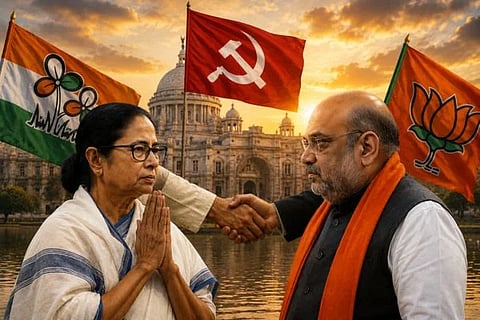 ಬಂಗಾಳದಲ್ಲಿ ಕಡುವೈರಿ ಮಮತಾಗೆ ಸದ್ದಿಲ್ಲದೆ ರಕ್ಷಾಕವಚವಾದ ಬಿಜೆಪಿ! ಟಿಎಂಸಿಯನ್ನು ಸಂಪೂರ್ಣವಾಗಿ ಮುಗಿಸದಂತೆ ಕಮಲಕ್ಕೆ ತಡೆಯೊಡ್ಡಿದ ಆ 'ಮೂರನೇ ಶಕ್ತಿ' ಯಾವುದು?