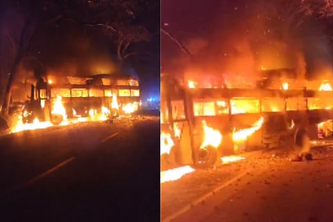 Hosanagara-Bengaluru sleeper bus burns 40 