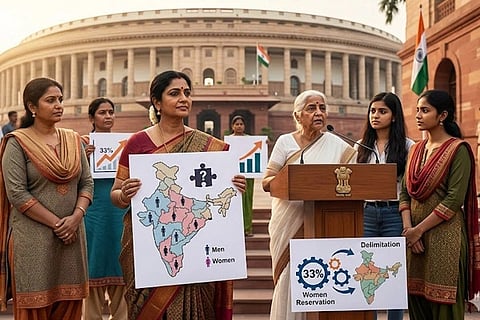 ಮಹಿಳಾ ಮೀಸಲಾತಿ ಮತ್ತು ಕ್ಷೇತ್ರ ಪುನರ್ವಿಂಗಡಣೆ: 2029ರ ಗುರಿ ಮುಟ್ಟಲು ಸಾಧ್ಯವೇ? ಸರ್ಕಾರಕ್ಕಿರುವ ಅಡೆತಡೆಗಳೇನು? Delimitation bill