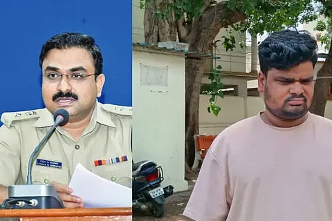 ಎಸ್‌ಪಿ ಲಕ್ಷ್ಮಣ ನಿಂಬರಗಿ ಹಾಗೂ ಆರೋಪಿ ಹಣಮಂತ ಭಜಂತ್ರಿ