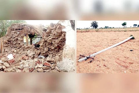 ಚಿಮ್ಮನಹಳ್ಳಿಯಲ್ಲಿ ಮಳೆಯಿಂದಾಗಿ ಮನೆ ಕುಸಿದಿರುವುದು.  ಮಸಾರಿ ನೆಲ್ಕುದ್ರಿ ಗ್ರಾಮದಲ್ಲಿ ವಿದ್ಯುತ್ ಕಂಬ ಬಿದ್ದಿರುವುದು.