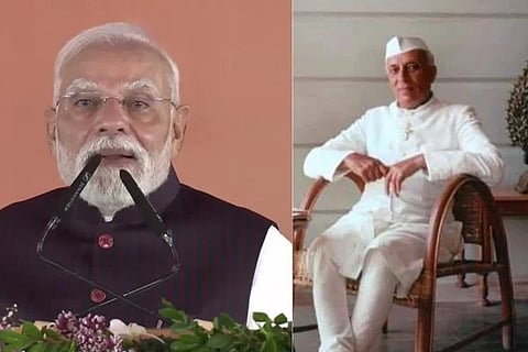 ಪ್ರಧಾನ ಮಂತ್ರಿ ನರೇಂದ್ರ ಮೋದಿ ಮತ್ತು ಮಾಜಿ ಪ್ರಧಾನಿ ಮಂತ್ರಿ ಜವಾಹರಲಾಲ್ ನೆಹರು(Congress)