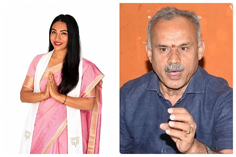 B Suresh Gowda Daughter Allegedly Slaps Woman PSI At Temple