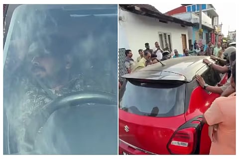 Kerala man falls asleep inside car on busy road, locals shake vehicle to wake him up