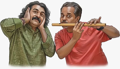 Dot ಅಂತಾರಾಷ್ಟ್ರೀಯ ಖ್ಯಾತಿಯ ಕೊಳಲು ವಾದಕರಾದ ಡಾ. ಪ್ರವೀಣ ಗೋಡಖಿಂಡಿ ಅವರು ಹಾಗೂ ಧಾರವಾಡದ ಹೆಸರಾಂತ ರಂಗನಟ ರವಿ ಕುಲಕರ್ಣಿ.