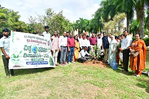 ಮಂಡ್ಯ ತಾಲೂಕು ವಿ.ಸಿ ಫಾರಂನಲ್ಲಿ ವಿಶ್ವ ಪರಿಸರ ದಿನಾಚರಣೆ ಅಂಗವಾಗಿ ಗಿಡ ನೆಡಲಾಯಿತು. 