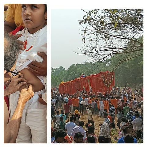 ಮಾಜಾಳಿ ಜಾತ್ರೆಯಲ್ಲಿ ಹೊಟ್ಟೆಗೆ ಸೂಚಿ ಚುಚ್ಚಲಾಯಿತು. 