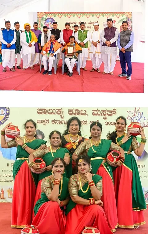 ಓಮಾನ್ ದೇಶದ ಮಸ್ಕತ್​ನಲ್ಲಿ (MuscatMuscat) ಚಾಲುಕ್ಯ ಕೂಟದಿಂದ ಆಯೋಜಿಸಿದ್ದ ಜನಪದ ಜಾತ್ರೆಯಲ್ಲಿ ಹಾಸ್ಯ ಕಲಾವಿದರಾದ ಗಂಗಾವತಿ ಪ್ರಾಣೇಶ ಹಾಗೂ ಬಸವರಾಜ ಮಹಾಮನೆ ಅವರನ್ನು ಸನ್ಮಾನಿಸಲಾಯಿತು.