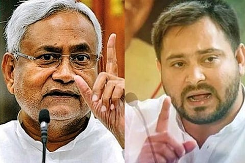ಜೆಡಿಯು ನಾಯಕ ನಿತೀಶ್​ ಕುಮಾರ್​ ಮತ್ತು ಆರ್​ಜೆಡಿ ನಾಯಕ ತೇಜಸ್ವಿ ಯಾದವ್​