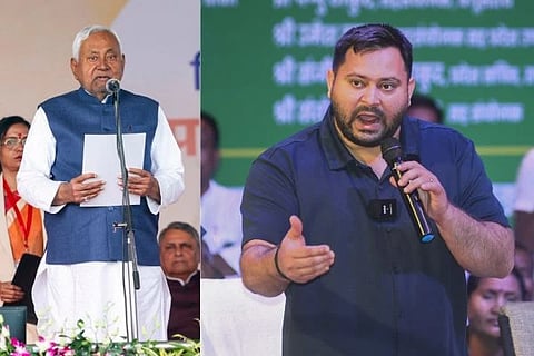 Nitish Caninet | ಸಿಎಂ ನಿತೀಶ್​​ಗೆ ತೇಜಸ್ವಿ ಯಾದವ್​ ಅಭಿನಂದನೆ( ಚಿತ್ರ ಕೃಪೆ ಪಿಟಿಐ)