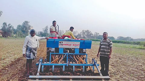 ಭತ್ತ ಬಿತ್ತನೆ (paddy sowing) ಕಾರ್ಯದಲ್ಲಿ ತೊಡಗಿರುವ ರೈತರು.