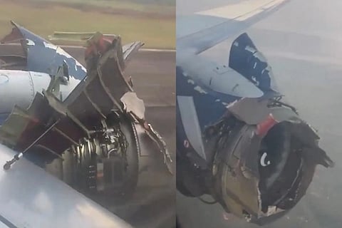 ಹಾರಾಟ ನಡೆಸುವಾಗಲೇ ವಿಮಾನದ ಇಂಜಿನ್​ ಸ್ಫೋಟ ( Plane Engine Explosion  )
