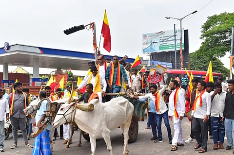  ಮಂಡ್ಯದಲ್ಲಿ ಕನ್ನಡಪರ ಸಂಘಟನೆಗಳು ಎತ್ತಿನಗಾಡಿ ಮೂಲಕ ಚಳವಳಿ ನಡೆಸಲಾಯಿತು. 
