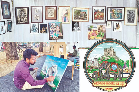 ಕಲಾವಿದರು ರಚಿಸಿರುವ ಐತಿಹಾಸಿಕ ಚಿತ್ರಗಳು.ಕಲಾವಿದ ಅಮರೇಶ ಕೈಚಳಕದಲ್ಲಿ ಮೂಡಿದ ಮಲಿಯಾಬಾದ್ ಕಲ್ಲಾನೆ. 