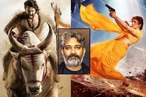 ವಾರಣಾಸಿ ಸಿನಿಮಾದ ಪೋಸ್ಟರ್​ ಮತ್ತು ನಿರ್ದೇಶಕ ರಾಜಮೌಳಿ
