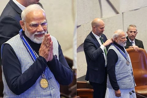 Speaker of the Knesset Medal |  'ಸ್ಪೀಕರ್ ಆಫ್ ದಿ ನೆಸ್ಸೆಟ್ ಮೆಡಲ್' ಪಡೆದ ವಿಶ್ವದ ಮೊದಲ ವಿದೇಶಿ ನಾಯಕ ಎಂಬ ಹೆಗ್ಗಳಿಕೆಗೆ ಪಾತ್ರರಾದ ಪ್ರಧಾನಿ ಮೋದಿ