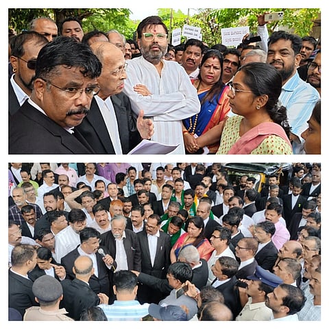 ಕಾರವಾರದಲ್ಲಿ ಜಿಲ್ಲಾ ವಕೀಲರ ಸಂಘದಿಂದ ಬೃಹತ್‌ ಪ್ರತಿಭಟನೆ ನಡೆಯಿತು