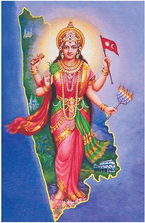 ಉಡುಪಿಯ ಹಿರಿಯ ಚಿತ್ರ ಕಲಾವಿದ ಪಿ.ಎನ್​. ಆಚಾರ್ಯ ರಚಿಸಿದ ತುಳುಮಾತೆ (ತುಳುವಪ್ಪೆ)ಯ ಭಾವಚಿತ್ರ.