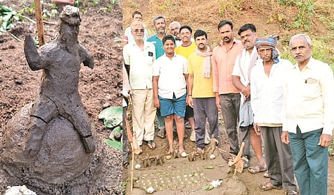 ಧಾರವಾಡ ತಾಲೂಕಿನ ಹನುಮನಕೊಪ್ಪ ಗ್ರಾಮದಲ್ಲಿ ಯುಗಾದಿ ಅಮಾವಾಸ್ಯೆ ದಿನ ತುಪ್ಪರಿಹಳ್ಳದ ದಂಡೆಯ ಮೇಲೆ ಯುಗಾದಿಯಂದು ಹಾಕಿದ ಭವಿಷ್ಯ (prediction) ನುಡಿಯುವ ಫಲದ ಜತೆಗೆ ಗ್ರಾಮದ ರೈತರು.