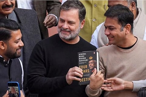 Rahul gandhi with Naravane book