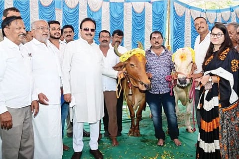 ಮೈಸೂರಿನ ಮಹಾರಾಜ ಕಾಲೇಜು ಮೈದಾನದಲ್ಲಿ ‘ವಿಜಯವಾಣಿ’ ಆಯೋಜಿಸಿರುವ ಮೂರು ದಿನಗಳ ರಾಜ್ಯ ಮಟ್ಟದ ಕೃಷಿ ಮೇಳದಲ್ಲಿ ಜಾನುವಾರು ಪ್ರದರ್ಶನವನ್ನು ಕೃಷಿ ಸಚಿವ ಎನ್.ಚಲುವರಾಯಸ್ವಾಮಿ ಹಾಗೂ ಶಾಸಕ ಜಿ.ಟಿ.ದೇವೇಗೌಡ ಉದ್ಘಾಟಿಸಿದರು.