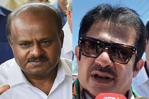 ಕೇಂದ್ರ ಸಚಿವ ಕುಮಾರಸ್ವಾಮಿ (ಎಡ), ಸಚಿವ ಜಮೀರ್​ ಅಹ್ಮದ್​ ಖಾನ್​