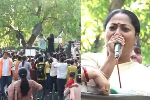Womens Reservation Bill | ಮಸೂದೆ ಸೋಲಿನ ವಿರುದ್ಧ ಬೀದಿಗಿಳಿದ ಬಿಜೆಪಿ ನಾಯಕಿಯರು