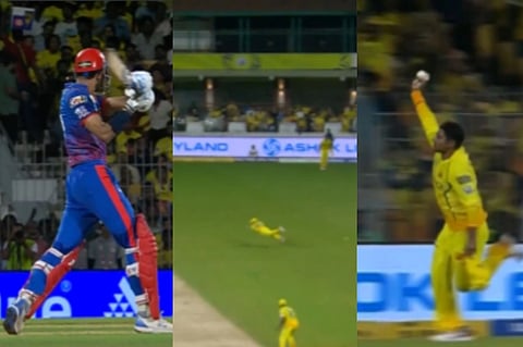 CSK vs DC ಪಂದ್ಯ, ಸರ್ಫರಾಜ್ ಖಾನ್ ಹಿಡಿದ ಕ್ಯಾಚ್​ ದೃಶ್ಯ 