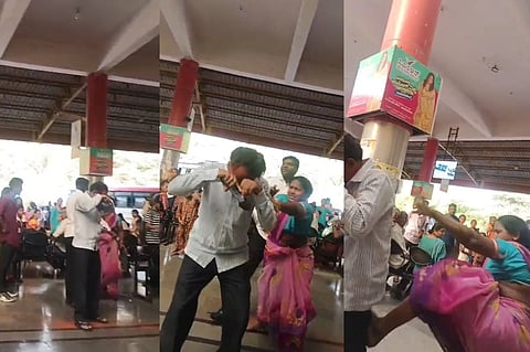ವ್ಯಕ್ತಿಗೆ ಥಳಿಸಿದ ಮಹಿಳೆ 