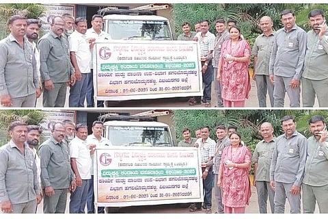 ಹಗರಿಬೊಮ್ಮನಹಳ್ಳಿ ಜೆಸ್ಕಾಂ ಇಲಾಖೆಯ ಆವರಣದಲ್ಲಿ ಗ್ರಾಹಕರ ವಿದ್ಯುತ್ ಬಾಕಿ ವಸೂಲಿ ಆಂದೋಲನಕ್ಕೆ ಜೆಸ್ಕಾಂ ಎಇಇ ನಾಗರಾಜ ಕುರೆಕುಪ್ಪ ಶುಕ್ರವಾರ ಚಾಲನೆ ನೀಡಿದರು. ಜೆಸ್ಕಾಂ ಶಾಖಾಧಿಕಾರಿ ಚಂದ್ರಮೋಹನ, ವಿದ್ಯುತ್ ನೌಕರರ ಸಂಘದ ತಾಲೂಕು ಅಧ್ಯಕ್ಷ ನಂದೀಶ, ಇಲಾಖೆಯ ಪ್ರಮುಖರಾದ ಬಸವರಾಜ, ಎಚ್.ವಿರೂಪಾಕ್ಷಪ್ಪ, ಪ್ರಹ್ಲಾದ್, ಮಹೇಂದ್ರ, ಕೊಟಿಗಿ ಶಶಿಧರ ಇದ್ದರು.