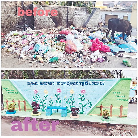  ರಾಮಾನುಜ ರಸ್ತೆಯ ಅಕ್ಕಮ್ಮಣ್ಣಿ ಆಸ್ಪತ್ರೆಯ ಹಿಂಬದಿಯಲ್ಲಿ ಪಾಲಿಕೆ ವತಿಯಿಂದ ನಿರ್ಮಾಣ ಮಾಡಿರುವ ಕಲಾ ವಿನ್ಯಾಸ. (ಮೃತ್ಯುಂಜಯ )