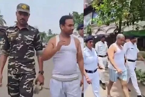 Howrah Police Action |  ಖಾಕಿ ಪಡೆ ಮೇಲೆ ಬಾಂಬ್ ಎಸೆದಿದ್ದ ಟಿಎಂಸಿ ರೌಡಿಗಳ ಅರೆಬೆತ್ತಲೆ ಮೆರವಣಿಗೆ
