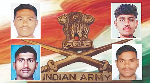ಅಗ್ನಿವೀರರಾಗಿ ಆಯ್ಕೆಯಾದ ನಾಲ್ವರು ವಿದ್ಯಾರ್ಥಿಗಳು.